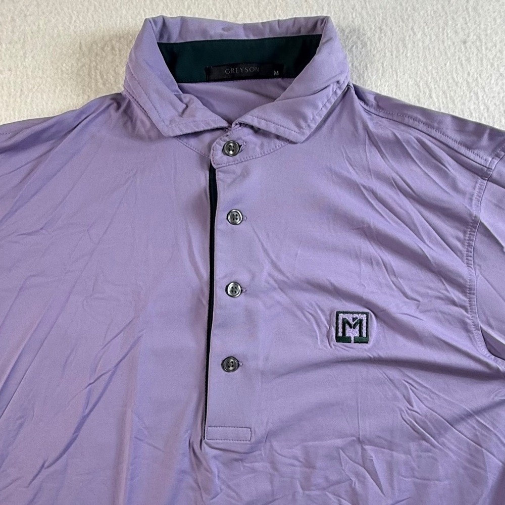 Greyson Polo Shirt Mens Medium Short Sleeve Performance Stretch Purple Casual